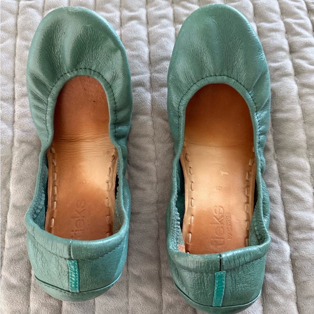 Tieks Teal Green Leather Ballet Flats
